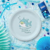 Schattige Shark Baby shower Kawaii Papieren Bordje (Feest)