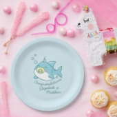 Schattige Shark Baby shower Kawaii Papieren Bordje (Feest)