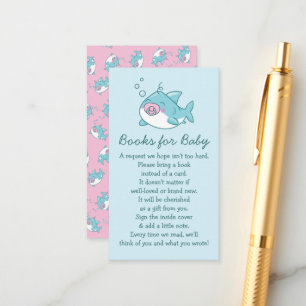 Schattige Shark Baby shower Kawaii Roze Meisje Boe Informatiekaartje