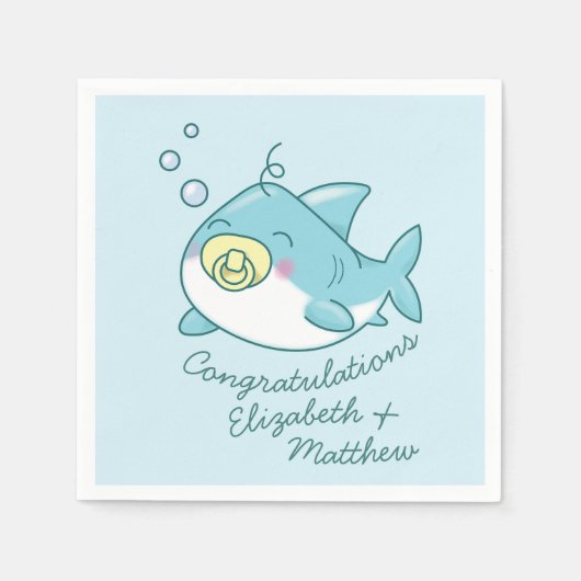 Schattige Shark Baby shower Kawaii Servet (Voorkant)