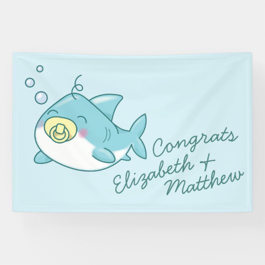 Schattige Shark Baby shower Kawaii Spandoek (Horizontaal)