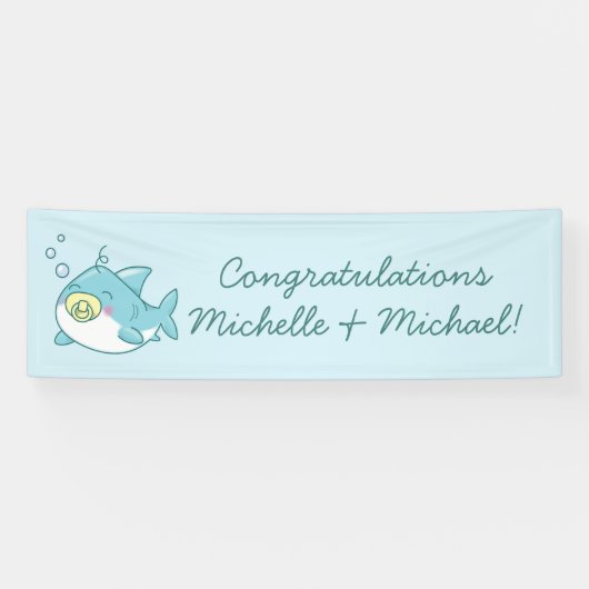 Schattige Shark Baby shower Kawaii Spandoek (Horizontaal)