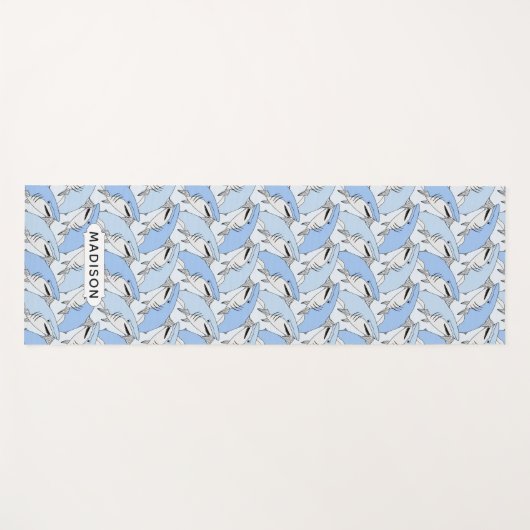 Schattige Shark Pattern aangepaste naam yogamat (Voorkant (horizontaal))