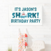 Schattige SHARK Verjaardagsfeestje Kind Banner (Insitu)