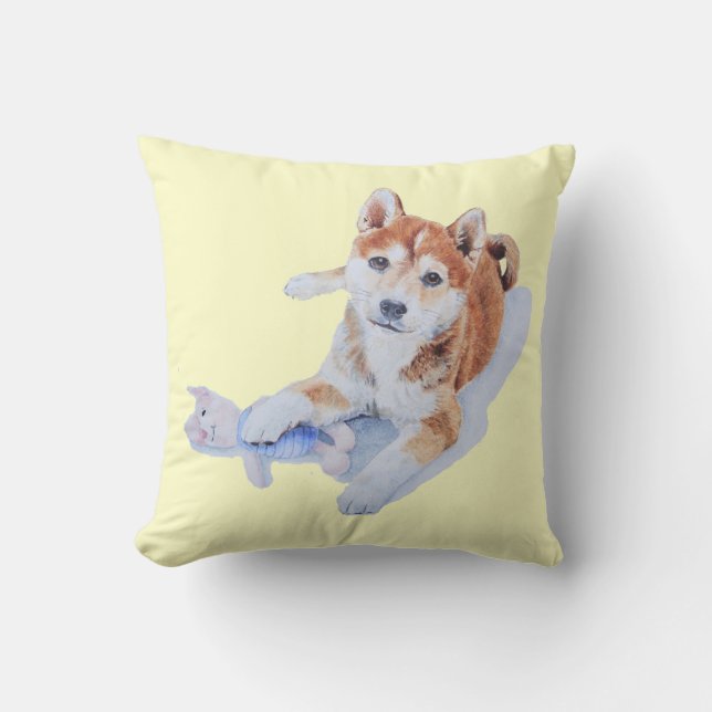 Schattige sheba inu puppy hond kussen (Voorkant)