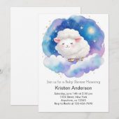 Schattige Sheep Night Sky Boy Baby shower Kaart (Voorkant / Achterkant)
