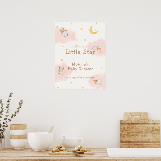 Schattige Sheep Twinkle Twinkle Baby shower Welkom Poster (Keuken)