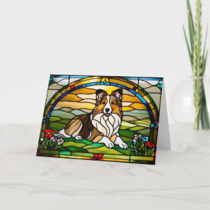 Schattige Sheltie Glas-in-Lood Kaart