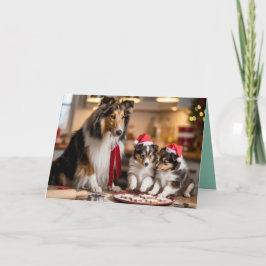 Schattige Sheltie Kerst Koekje Kaart