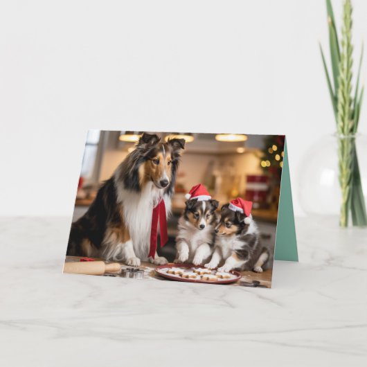 Schattige Sheltie Kerst Koekje Kaart (Voorkant)