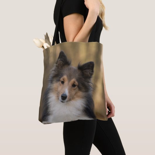 Schattige Sheltie Pup Tote Bag (Dichtbij)