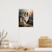 Schattige Shetland Sheepdog Hond Art Print Poster (Keuken)