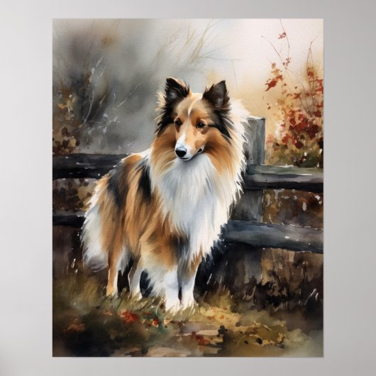 Schattige Shetland Sheepdog Hond Art Print Poster (Voorkant)