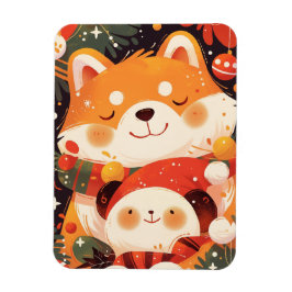 Schattige Shiba Inu die een knuffelpanda omhelst Magneet