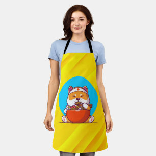 Schattige Shiba Inu die Ramen Noodle Cartoon eet Schort
