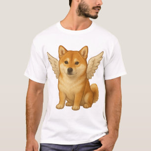 Schattige Shiba Inu engel cartoon blije hond T-shirt