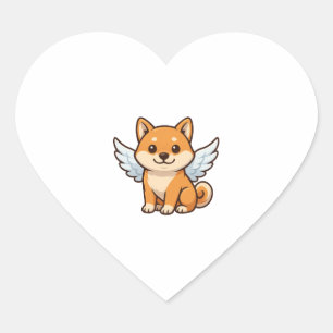 Schattige Shiba Inu engel cartoon hond geluk Hart Sticker
