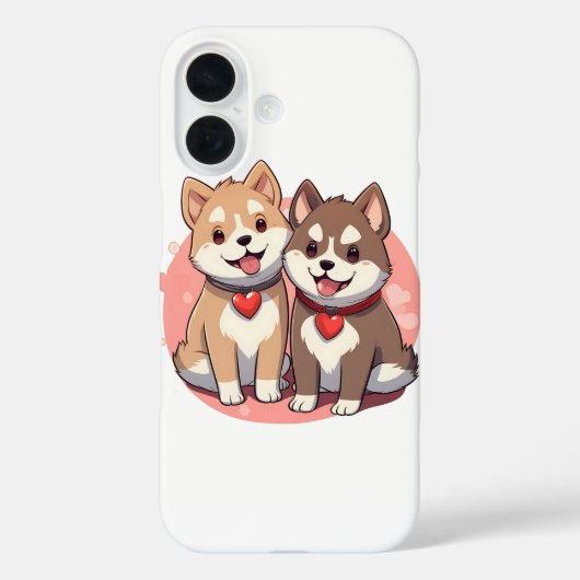 Schattige Shiba Inu hondenpaar verliefd Case-Mate iPhone Case (Achterkant)