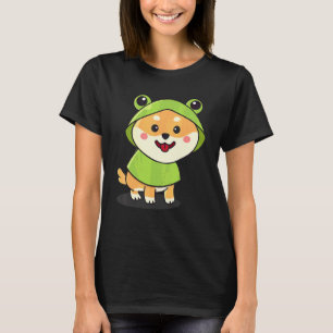 Schattige Shiba Inu in kikkerkostuum Hond in kikke T-shirt