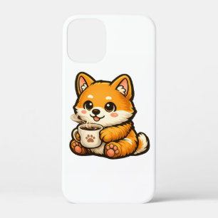 Schattige Shiba Inu met koffie – Knus illustratie Case-Mate iPhone Case