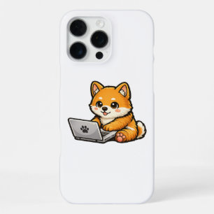 Schattige Shiba Inu met Laptop – Gezellige Honden iPhone 16 Pro Max Hoesje
