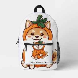 Schattige Shiba Inu Pompoen Kostuum Halloween Hond Bedrukte Rugzak