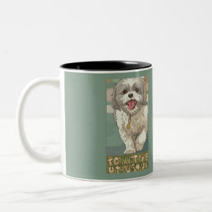Schattige Shih Tzu Anime Stijl Kunst Tweekleurige Koffiemok