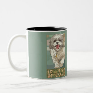 Schattige Shih Tzu Anime Stijl Kunst Tweekleurige Koffiemok