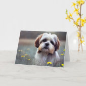 Schattige Shih Tzu Birthday Kaart (Gele Bloem)