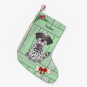 Schattige Shih Tzu Boy Groen Hout Monogram Kleine Kerstsok (Voorkant (Hangend))
