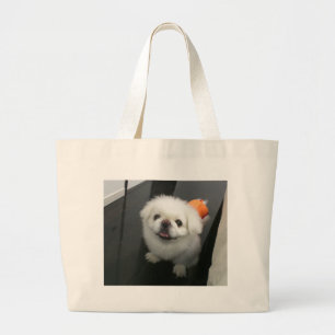 Schattige shih tzu die naar de camera kijkt grote tote bag