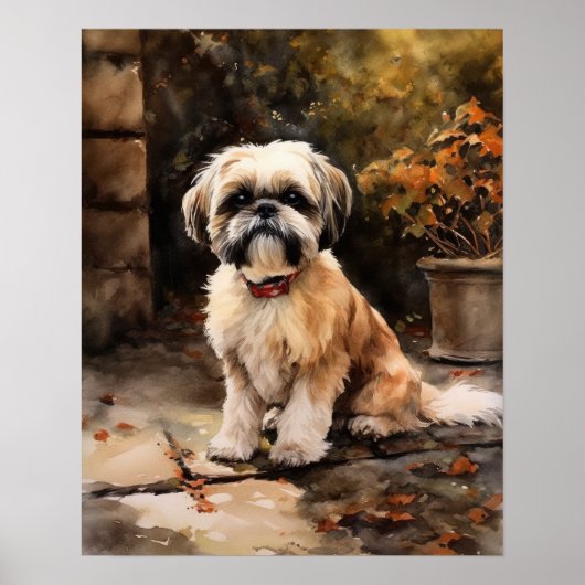 Schattige Shih Tzu Dog Art Print Poster (Voorkant)