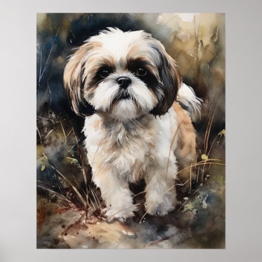 Schattige Shih Tzu Dog Art Print Poster (Voorkant)