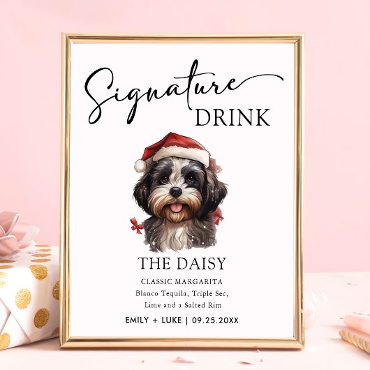 Schattige Shih Tzu Dog Bruiloft Handtekening Drink Poster