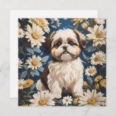 Schattige Shih Tzu Dog White Daisy Flowers (Voorkant / Achterkant)