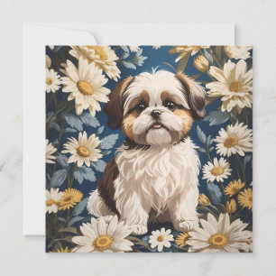 Schattige Shih Tzu Dog White Daisy Flowers