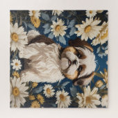 Schattige Shih Tzu Dog White Daisy Flowers Legpuzzel (Horizontaal)