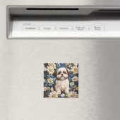 Schattige Shih Tzu Dog White Daisy Flowers Magneet (Insitu (Vaatwasser))