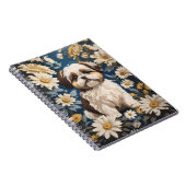 Schattige Shih Tzu Dog White Daisy Flowers Notitieboek (Rechterzijde)