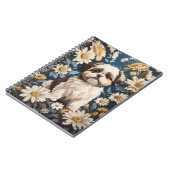 Schattige Shih Tzu Dog White Daisy Flowers Notitieboek (Linkerzijde)