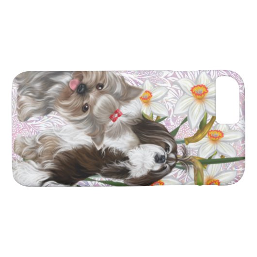 Schattige Shih Tzu en Yorkie Case-Mate iPhone Case (Achterkant (Horizontaal))