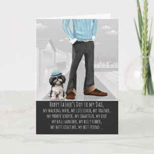 Schattige Shih Tzu-hond en papa grappige Vaderdag Feestdagen Kaart