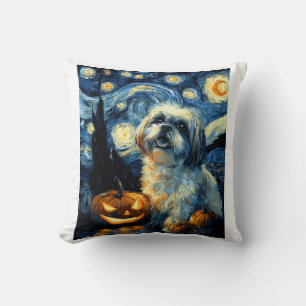 Schattige Shih Tzu-hond Halloween Jack O Lantern P Kussen