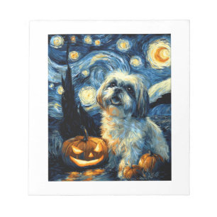 Schattige Shih Tzu-hond Halloween Jack O Lantern P Notitieblok