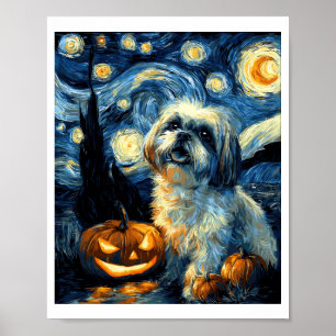 Schattige Shih Tzu-hond Halloween Jack O Lantern P Poster