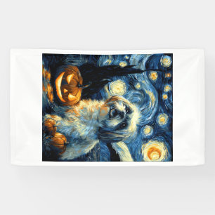Schattige Shih Tzu-hond Halloween Jack O Lantern P Spandoek