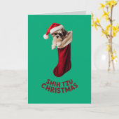 Schattige Shih Tzu-hond Kerstmis Kaart (Gele Bloem)