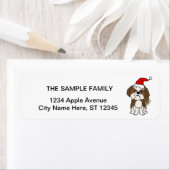 Schattige Shih Tzu Hond met kerstmuts Kerstkunst Etiket (Insitu)