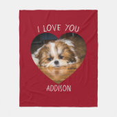 Schattige shih tzu houdt van valentijnshart foto fleece deken (Voorkant)
