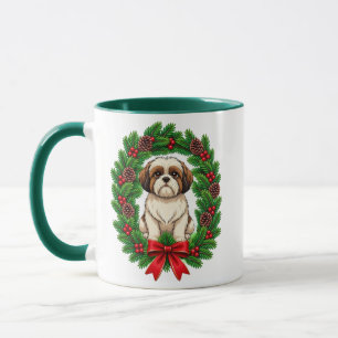 Schattige Shih Tzu Kerstkrans Mok